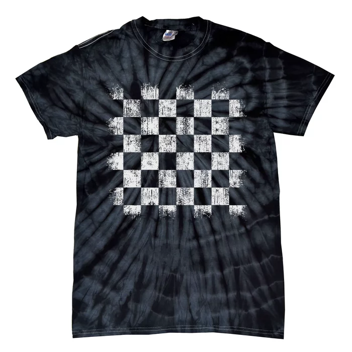 Distressed Vintage Chess Board Player Style Tie-Dye T-Shirt