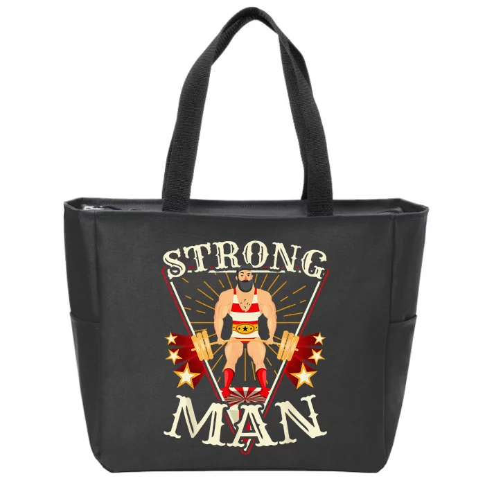 Deadlift Vintage Circus Strongman Costume Zip Tote Bag