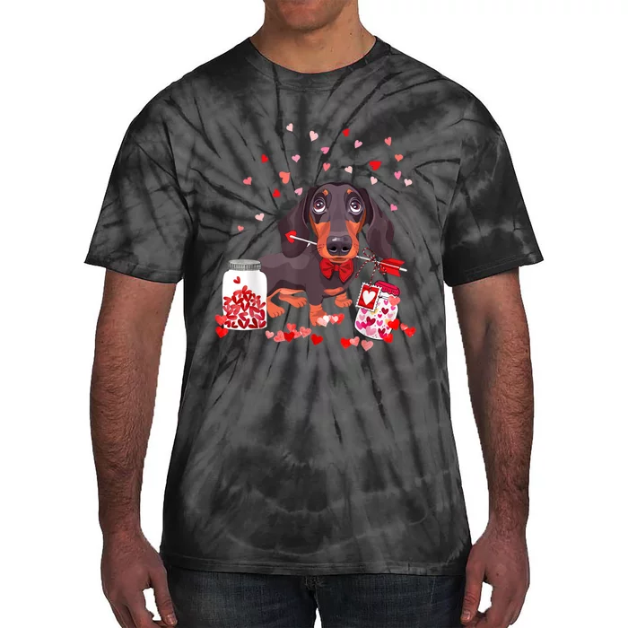 Dog Valentine Cute Dachshund ValentineS Day Tie-Dye T-Shirt