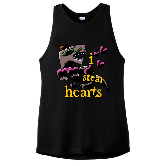 Dino Valentines Day I Steal Hearts Dinosaur Lovesaurus Trex Gift Ladies Tri-Blend Wicking Tank