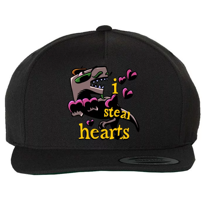 Dino Valentines Day I Steal Hearts Dinosaur Lovesaurus Trex Gift Wool Snapback Cap