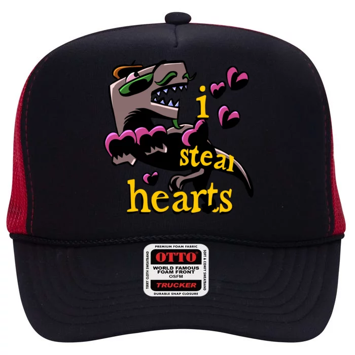 Dino Valentines Day I Steal Hearts Dinosaur Lovesaurus Trex Gift High Crown Mesh Trucker Hat