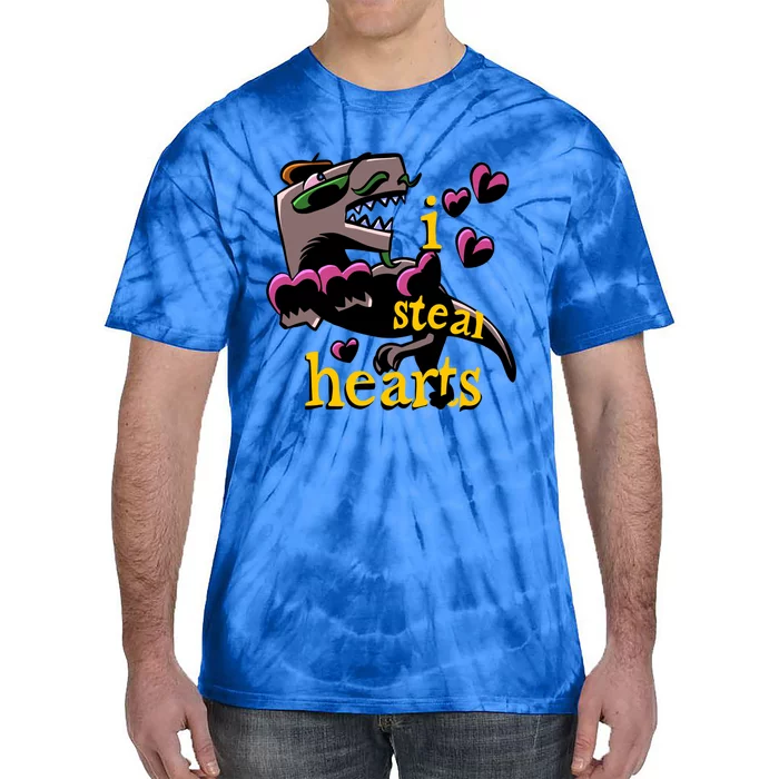 Dino Valentines Day I Steal Hearts Dinosaur Lovesaurus Trex Gift Tie-Dye T-Shirt