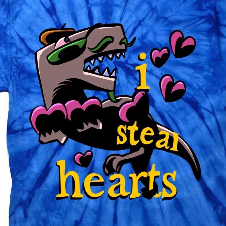 Dino Valentines Day I Steal Hearts Dinosaur Lovesaurus Trex Gift Tie-Dye T-Shirt