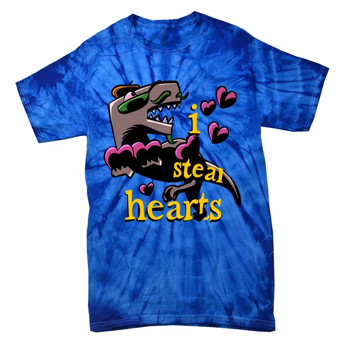 Dino Valentines Day I Steal Hearts Dinosaur Lovesaurus Trex Gift Tie-Dye T-Shirt