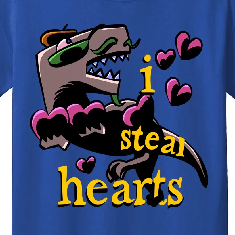 Dino Valentines Day I Steal Hearts Dinosaur Lovesaurus Trex Gift Kids T-Shirt