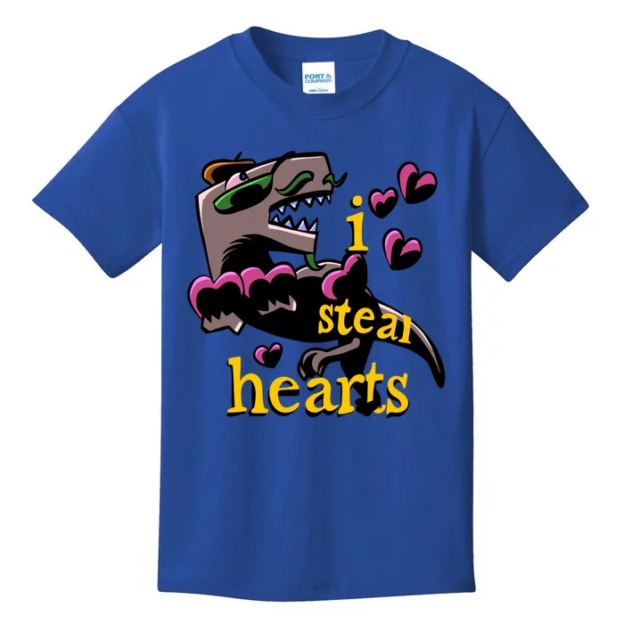 Dino Valentines Day I Steal Hearts Dinosaur Lovesaurus Trex Gift Kids T-Shirt