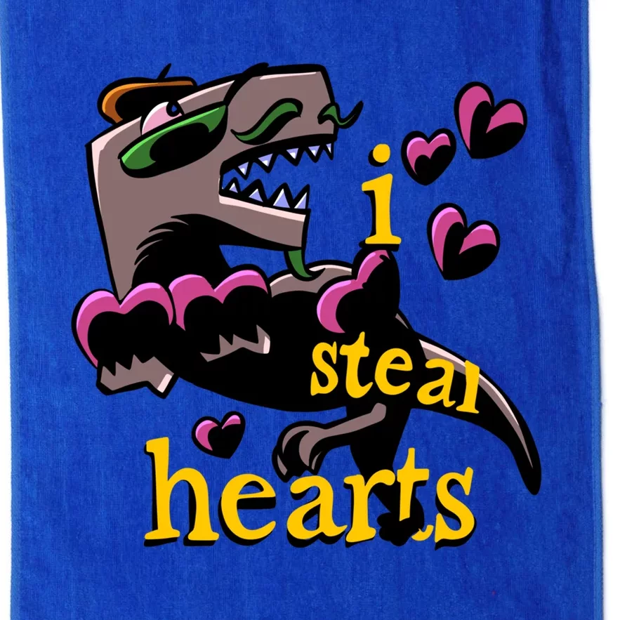 Dino Valentines Day I Steal Hearts Dinosaur Lovesaurus Trex Gift Platinum Collection Golf Towel