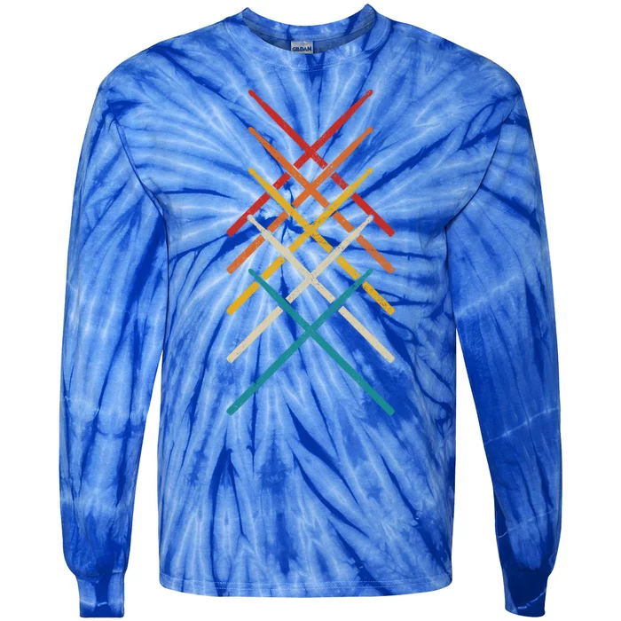 Drummer Vintage Drum Sticks Drumming Rock Musician Gift Tie-Dye Long Sleeve Shirt