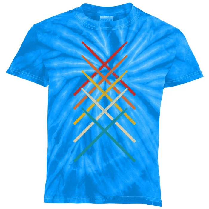 Drummer Vintage Drum Sticks Drumming Rock Musician Gift Kids Tie-Dye T-Shirt