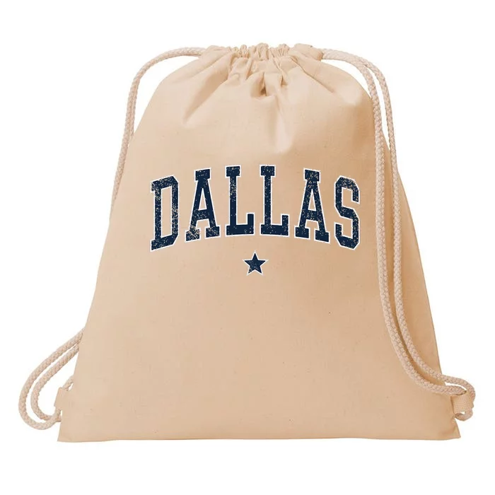 Dallas Vintage Distressed Arched Text Dallas Drawstring Bag