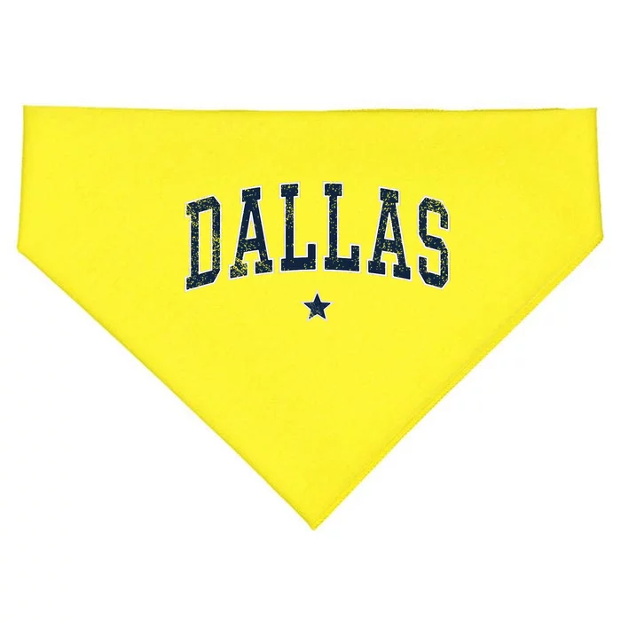 Dallas Vintage Distressed Arched Text Dallas USA-Made Doggie Bandana