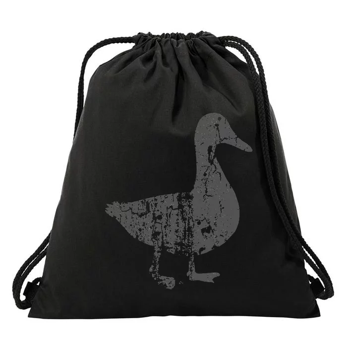 Duck Vintage Design  Distressed Duck Print Drawstring Bag