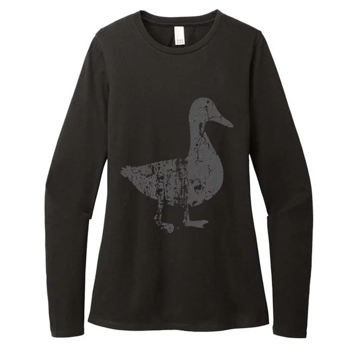 Duck Vintage Design  Distressed Duck Print Womens CVC Long Sleeve Shirt