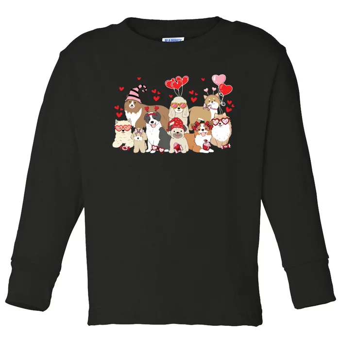 Dog Valentine Day Toddler Long Sleeve Shirt