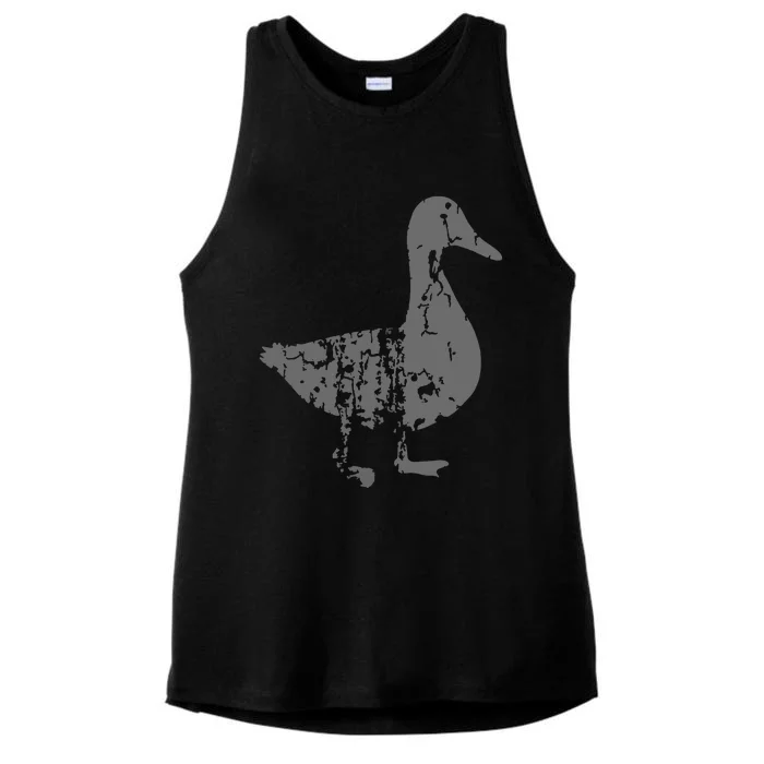 Duck Vintage Design Distressed Duck Print Ladies Tri-Blend Wicking Tank