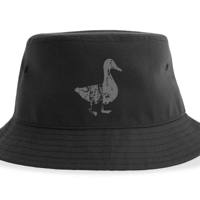 Duck Vintage Design Distressed Duck Print Sustainable Bucket Hat