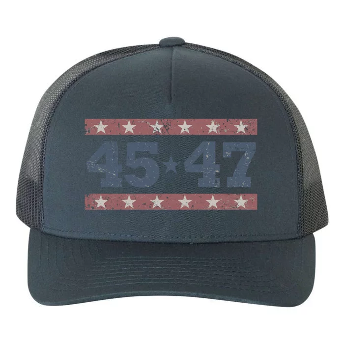 Distressed Vintage Donald Trump 2024 45 And 47 President Gift Yupoong Adult 5-Panel Trucker Hat