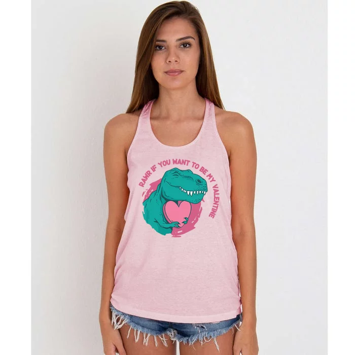 Dinosaur Valentines Day Tgiftrex Rawr Gift Women's Knotted Racerback Tank