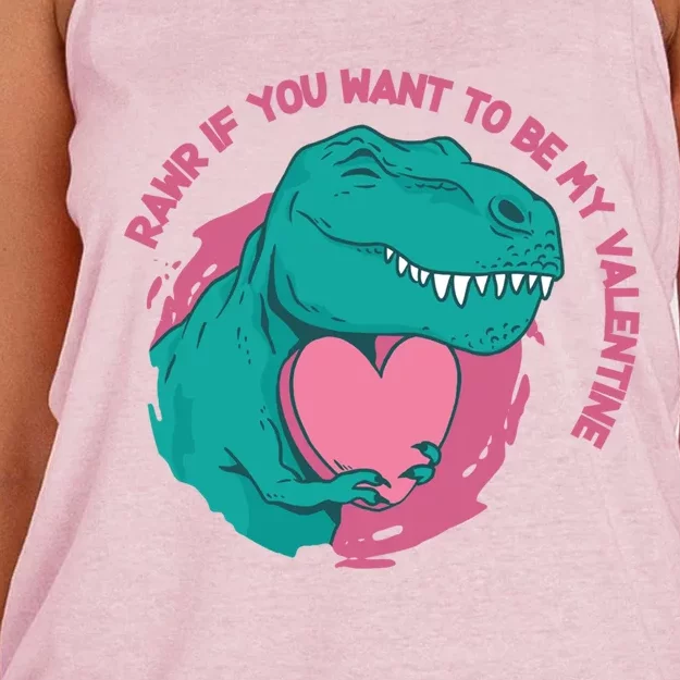 Dinosaur Valentines Day Tgiftrex Rawr Gift Women's Knotted Racerback Tank