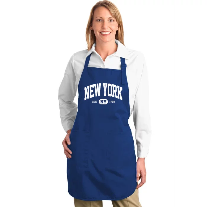 Distressed Vintage Established New York Ny Souvenir Full-Length Apron With Pocket