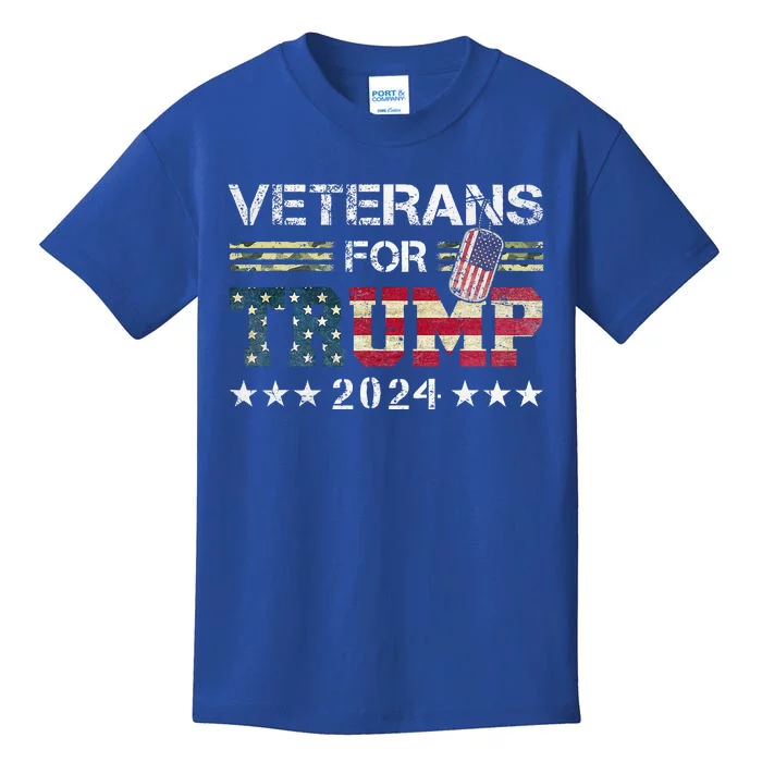 Dad Veterans For Trump 2024 American Flag Kids T-Shirt