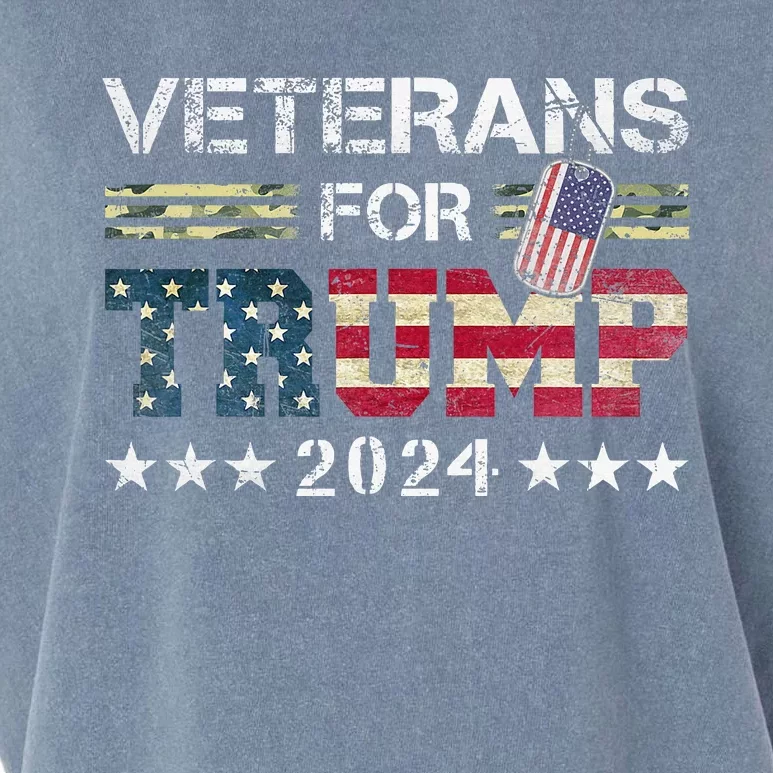 Dad Veterans For Trump 2024 American Flag Garment-Dyed Women's Muscle Tee