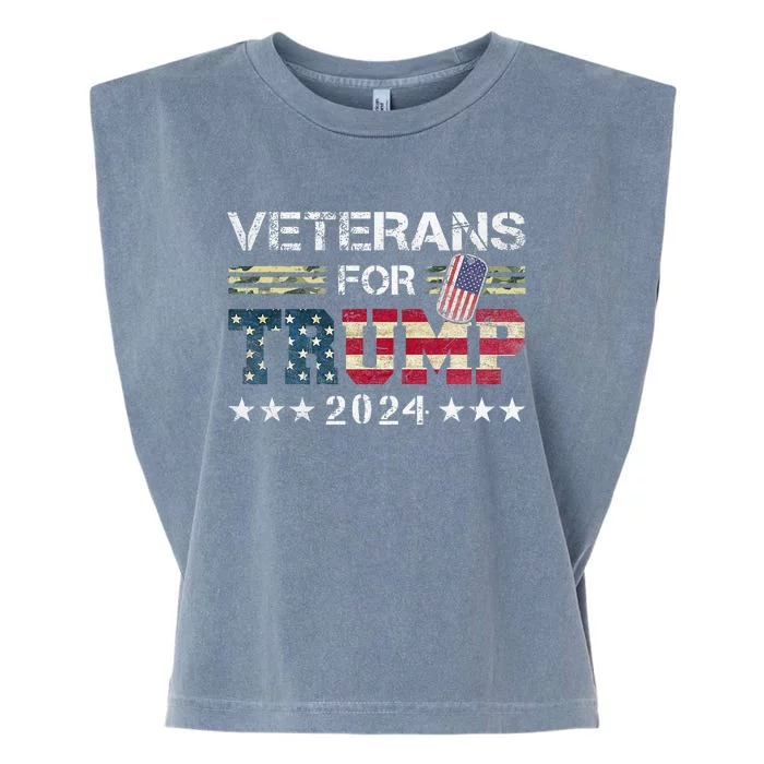 Dad Veterans For Trump 2024 American Flag Garment-Dyed Women's Muscle Tee