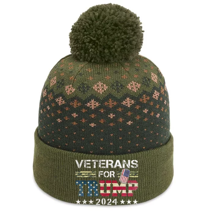 Dad Veterans For Trump 2024 American Flag The Baniff Cuffed Pom Beanie