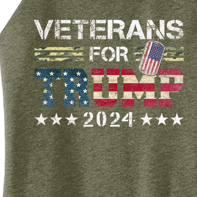 Dad Veterans For Trump 2024 American Flag Women’s Perfect Tri Rocker Tank