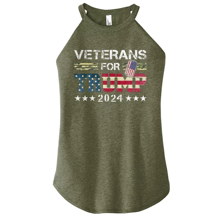 Dad Veterans For Trump 2024 American Flag Women’s Perfect Tri Rocker Tank