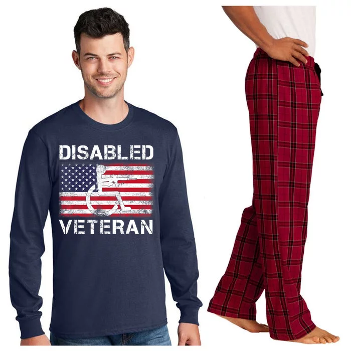 Disabled Veteran For Dad Grandpa Veteran American Flag Long Sleeve Pajama Set