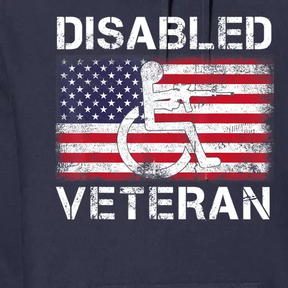 Disabled Veteran For Dad Grandpa Veteran American Flag Premium Hoodie