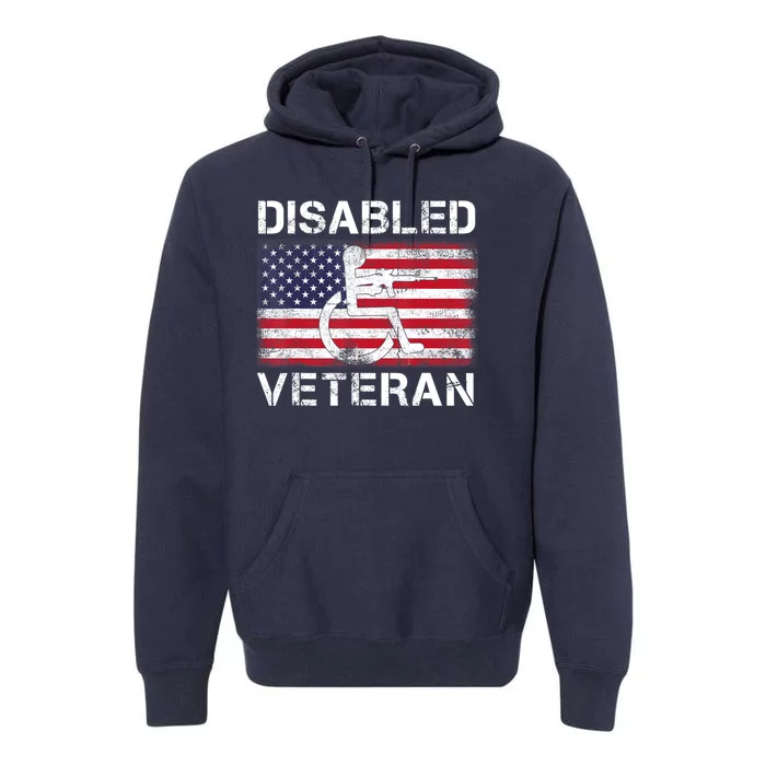 Disabled Veteran For Dad Grandpa Veteran American Flag Premium Hoodie