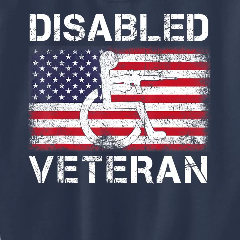 Disabled Veteran For Dad Grandpa Veteran American Flag Kids Sweatshirt