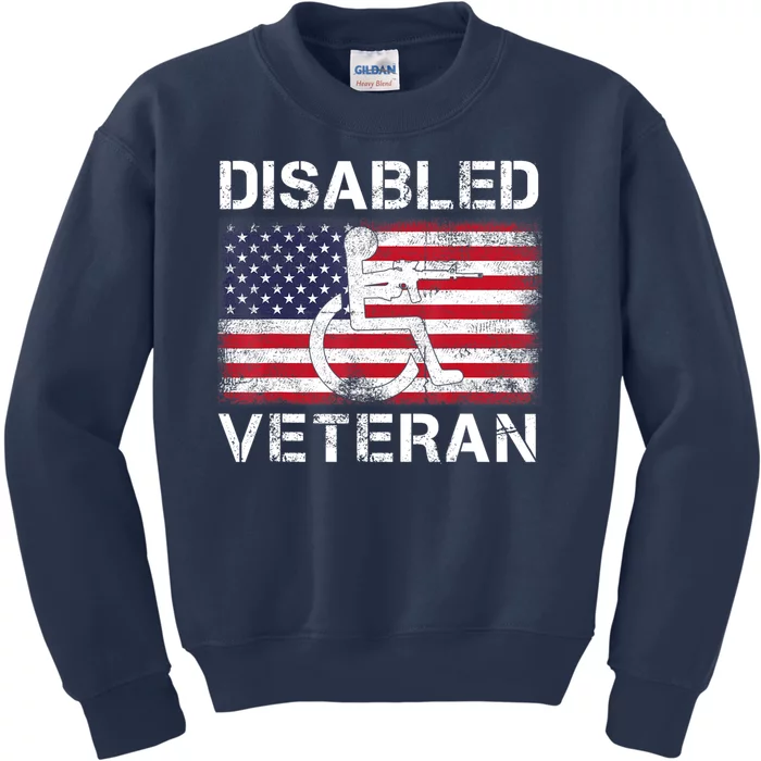 Disabled Veteran For Dad Grandpa Veteran American Flag Kids Sweatshirt