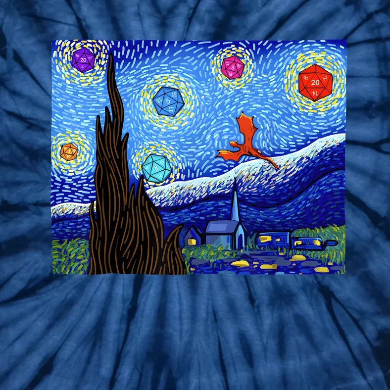 Dungeons Van Gogh Starry Night D20 Dragons Tie-Dye T-Shirt