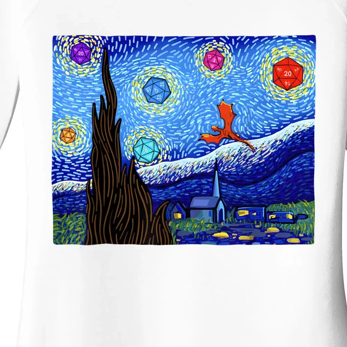 Dungeons Van Gogh Starry Night D20 Dragons Women's Perfect Tri Tunic Long Sleeve Shirt