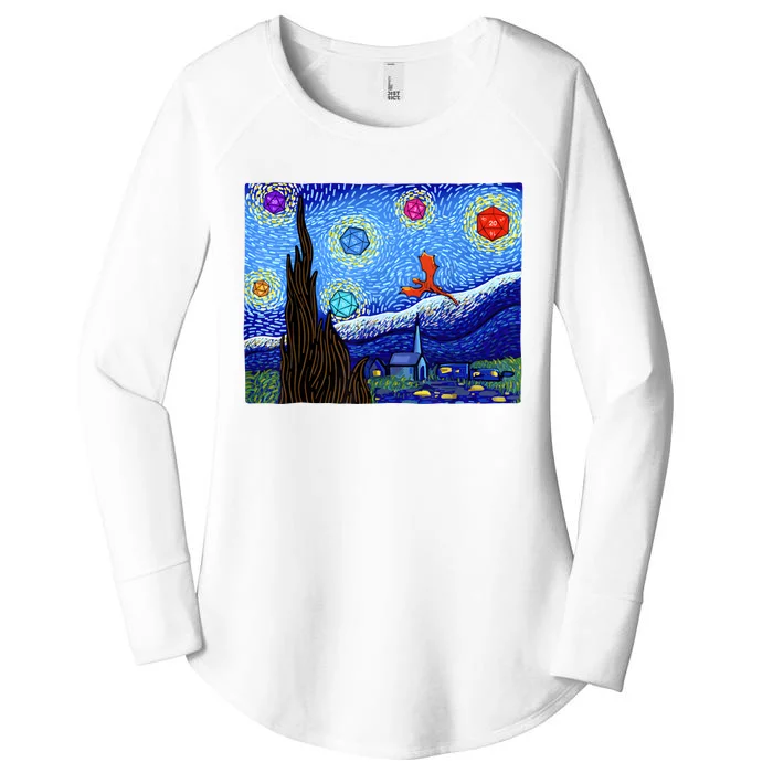 Dungeons Van Gogh Starry Night D20 Dragons Women's Perfect Tri Tunic Long Sleeve Shirt