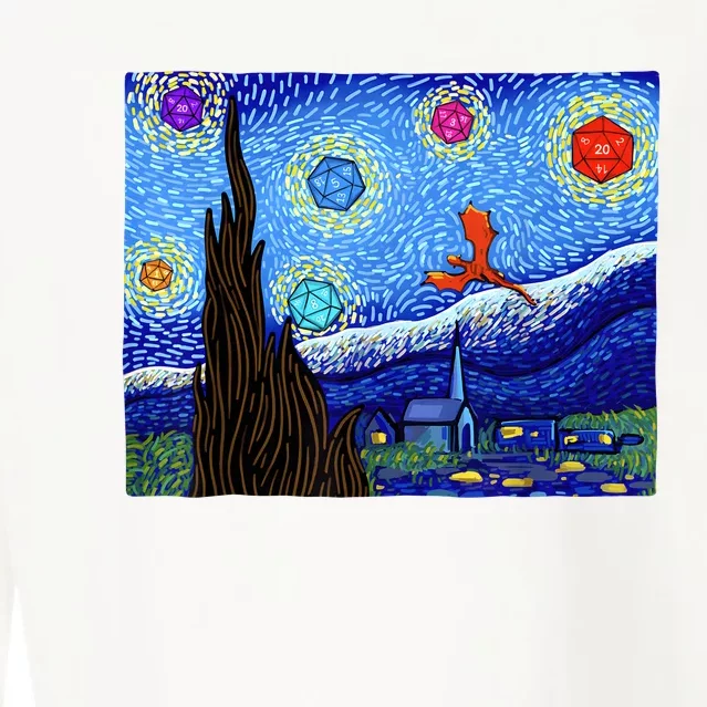 Dungeons Van Gogh Starry Night D20 Dragons Cropped Pullover Crew