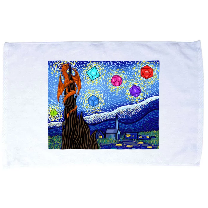 Dungeons Van Gogh Starry Night D20 Dragons Microfiber Hand Towel