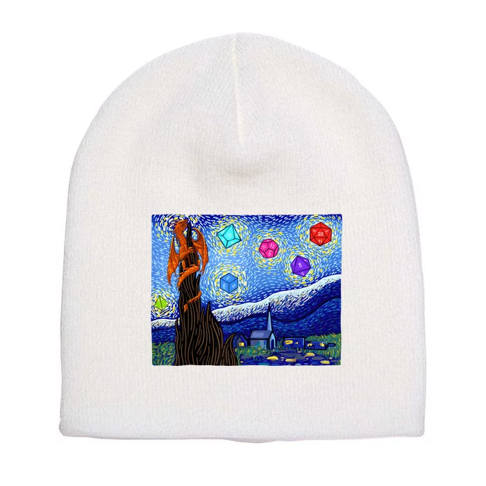 Dungeons Van Gogh Starry Night D20 Dragons Short Acrylic Beanie