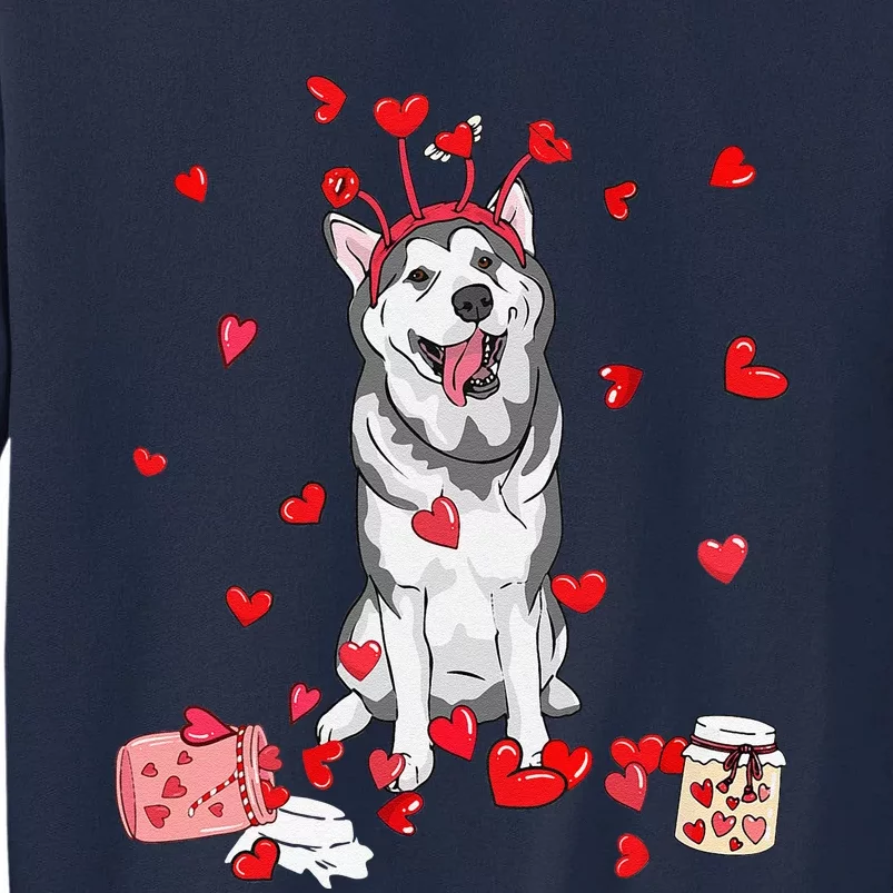 Dog Valentine Gift Cute Siberian Husky Valentine's Day Tall Sweatshirt