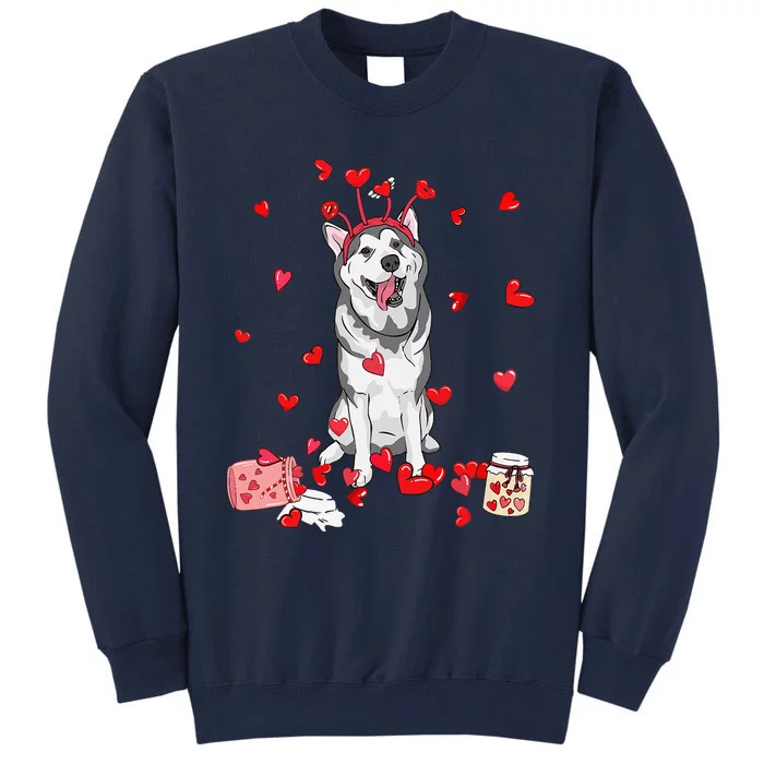 Dog Valentine Gift Cute Siberian Husky Valentine's Day Tall Sweatshirt