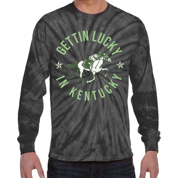 Derby Vintage Getting Lucky In Kentucky Horse Racing Tie-Dye Long Sleeve Shirt