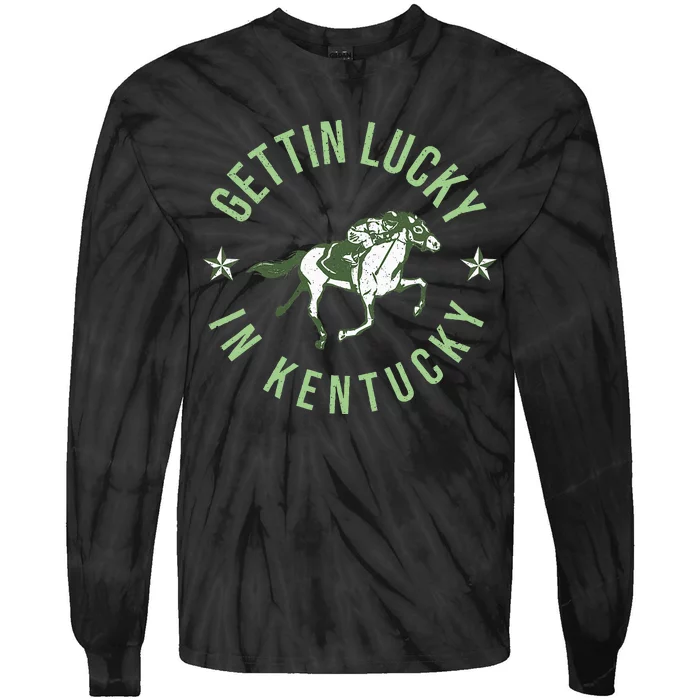 Derby Vintage Getting Lucky In Kentucky Horse Racing Tie-Dye Long Sleeve Shirt