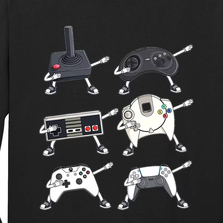 Dabbing Video Game Controllers Funny Boys Gamer Dab Tall Long Sleeve T-Shirt