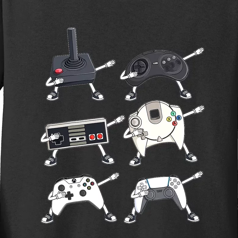 Dabbing Video Game Controllers Funny Boys Gamer Dab Kids Long Sleeve Shirt