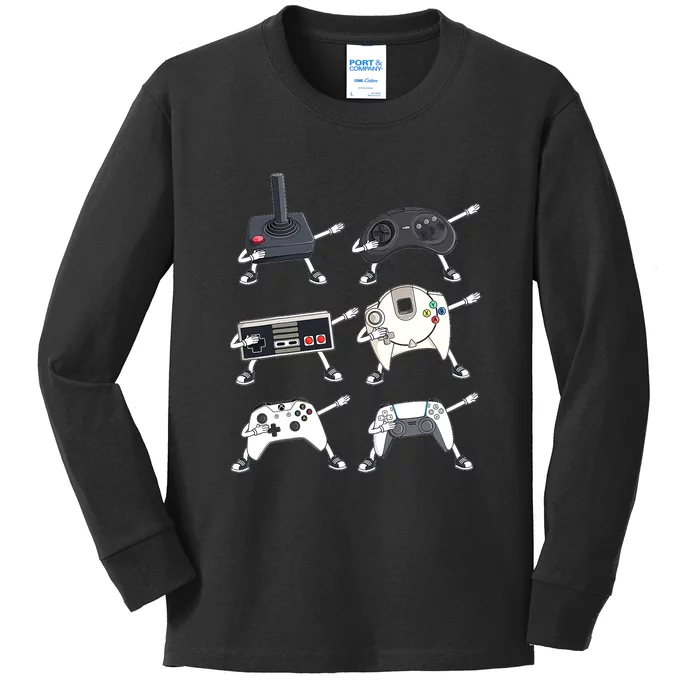 Dabbing Video Game Controllers Funny Boys Gamer Dab Kids Long Sleeve Shirt