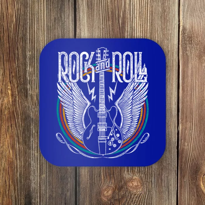 Distressed Vintage Gift Retro 80s Rock & Roll Music Guitar Wings Gift Coaster